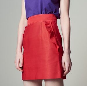 Sandro Vibrant Red Mini Skirt with Ruffle Accent